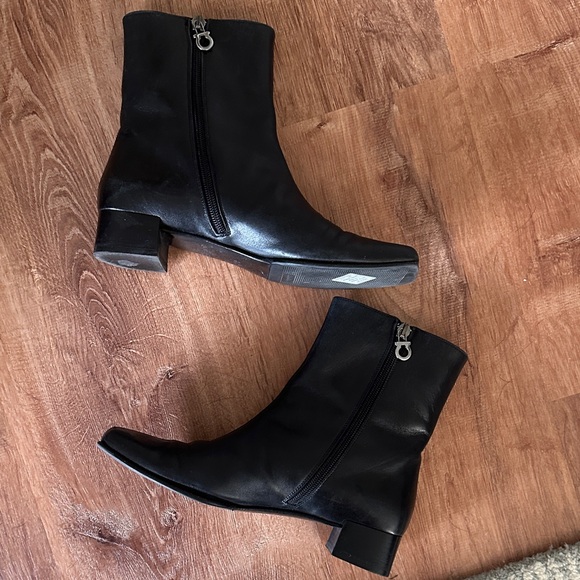 Salvatore Ferragamo Black Leather Ankle Boots - Picture 2 of 5